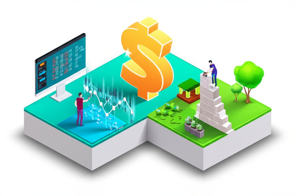 Two paths to big money: cashing out investments vs. earning income.